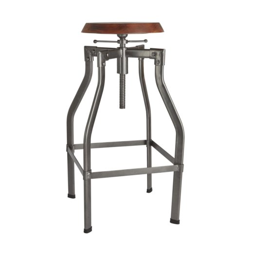 Industville Turner Solid Wood & Metal Adjustable Bar Stool