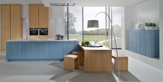 Blue Agate and natural Oak kitchen from Neil Lerner Designs