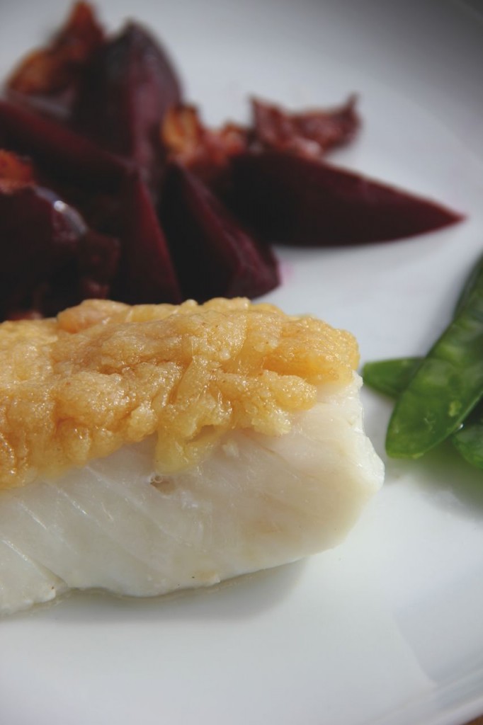 Cod with Cheese & Red Beets Recipe