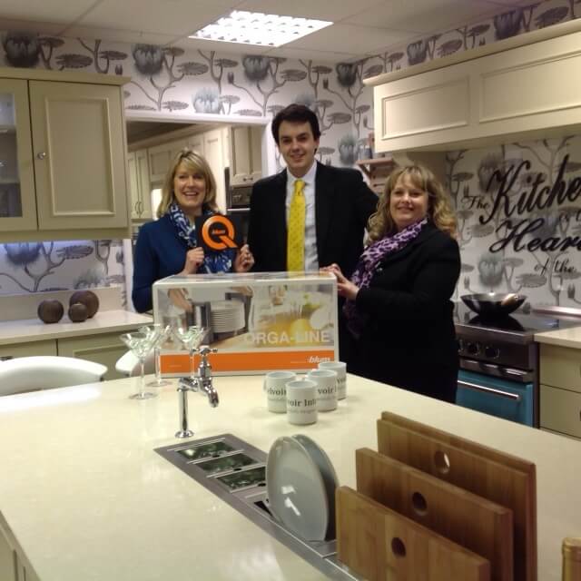 Julia Joplin (competition winner), Sam Rose (Director at Belvoir Interiors Newark), Andrea Hillier (Blum UK Retail Services Representative)