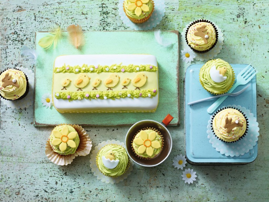 Chick and Flower cakes, Waitrose