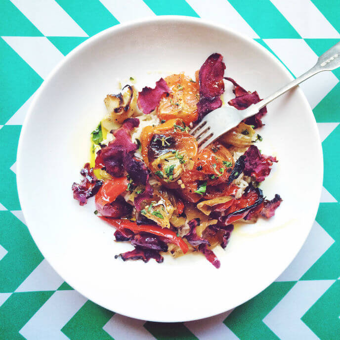 Anna Barnett Cooks Cheats Risotto with Beetroot Crisps