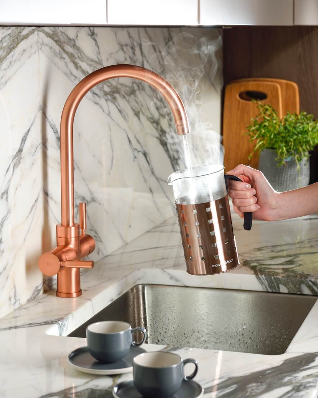 Abode Pronteau 3IN1 Prostream steaming hot water tap in Urban Copper