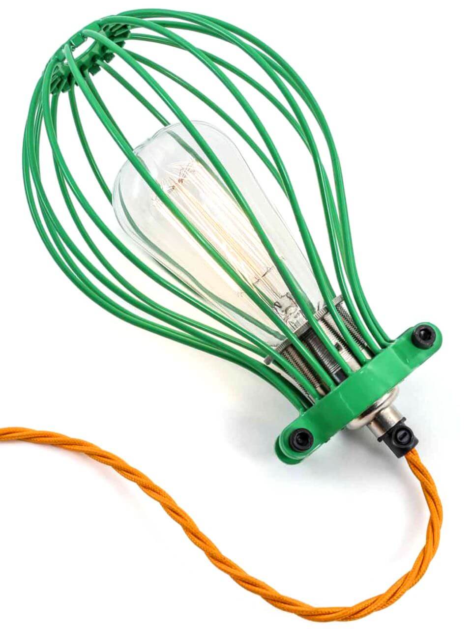Green Steel Wire Balloon Cage Light with Orange Cord`