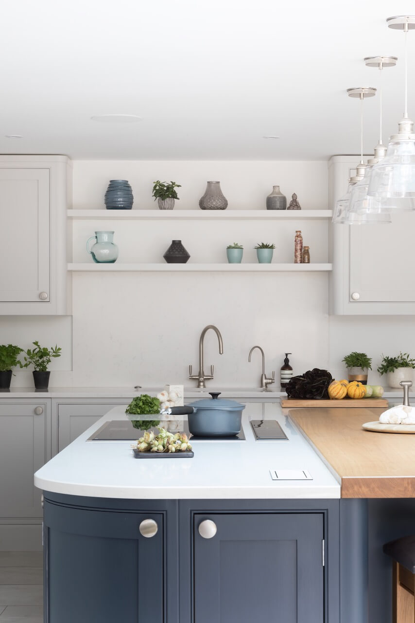 Sweeping Curves: the navy handpainted kitchen by Debenvale & CRL Stone ...